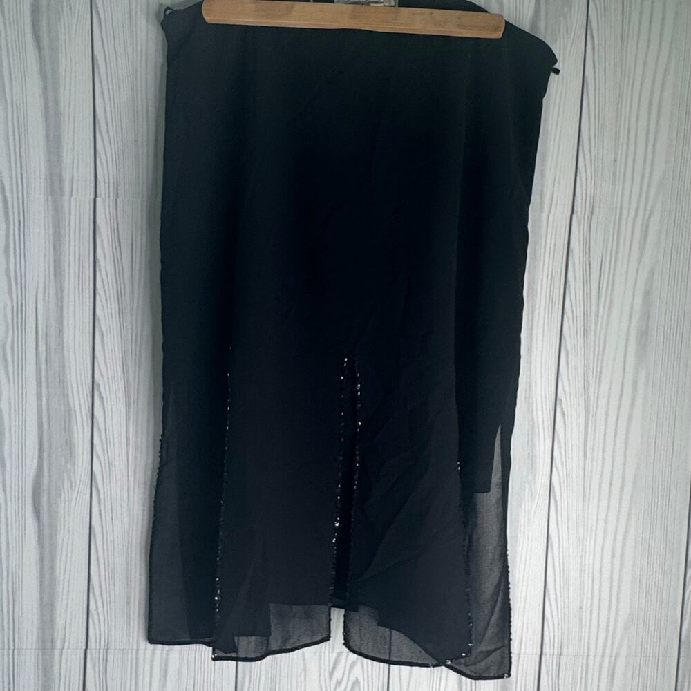 Y2K VTG Adrianna Papell Evening Overlay Panel Skirt Fairy Whimsigoth Black Large
